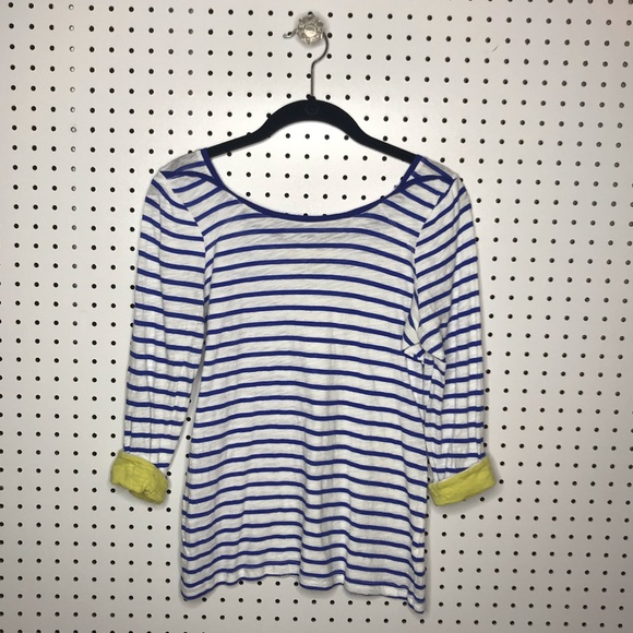 Anthropologie 3/4 Sleeve Striped Tee - Picture 1 of 2